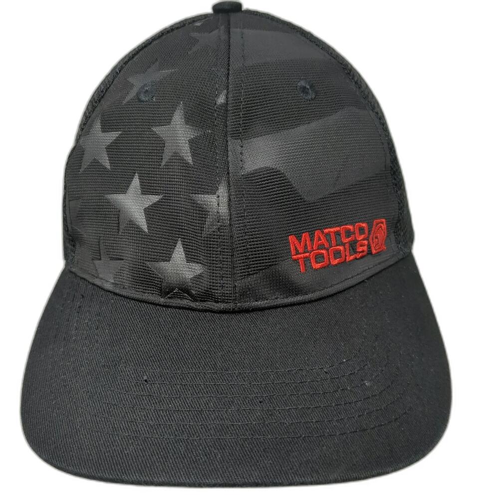 Matco Tools Trucker Hat Black OSFM American Flag Stars Snapback Mesh Polyester